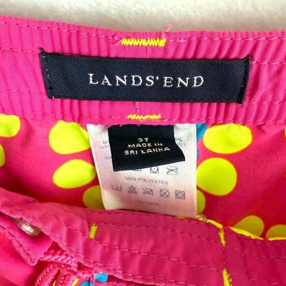 Lands End Geometric Board Shorts Swim Kids Toddler Girls 3T Hot Pink - Picture 3 of 7